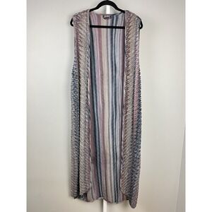 Vintage Sue Blue New York Duster Vest One Size Chenille Art To‎ Wear Lagenlook